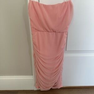 Lucy in the Sky Pink Ruched Strapless Mini Dress